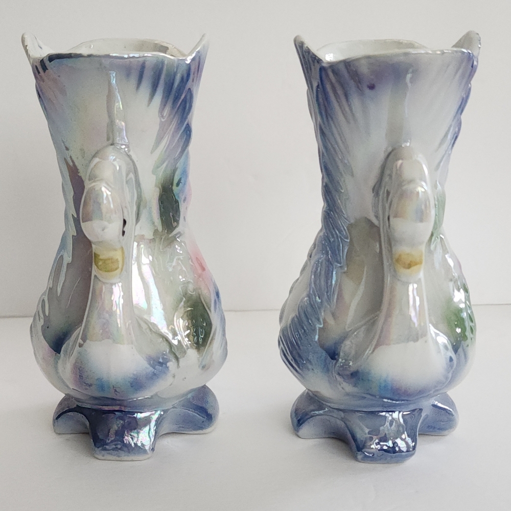 Lusterware Swan Ceramic Vase Set - Picture 9 of 16